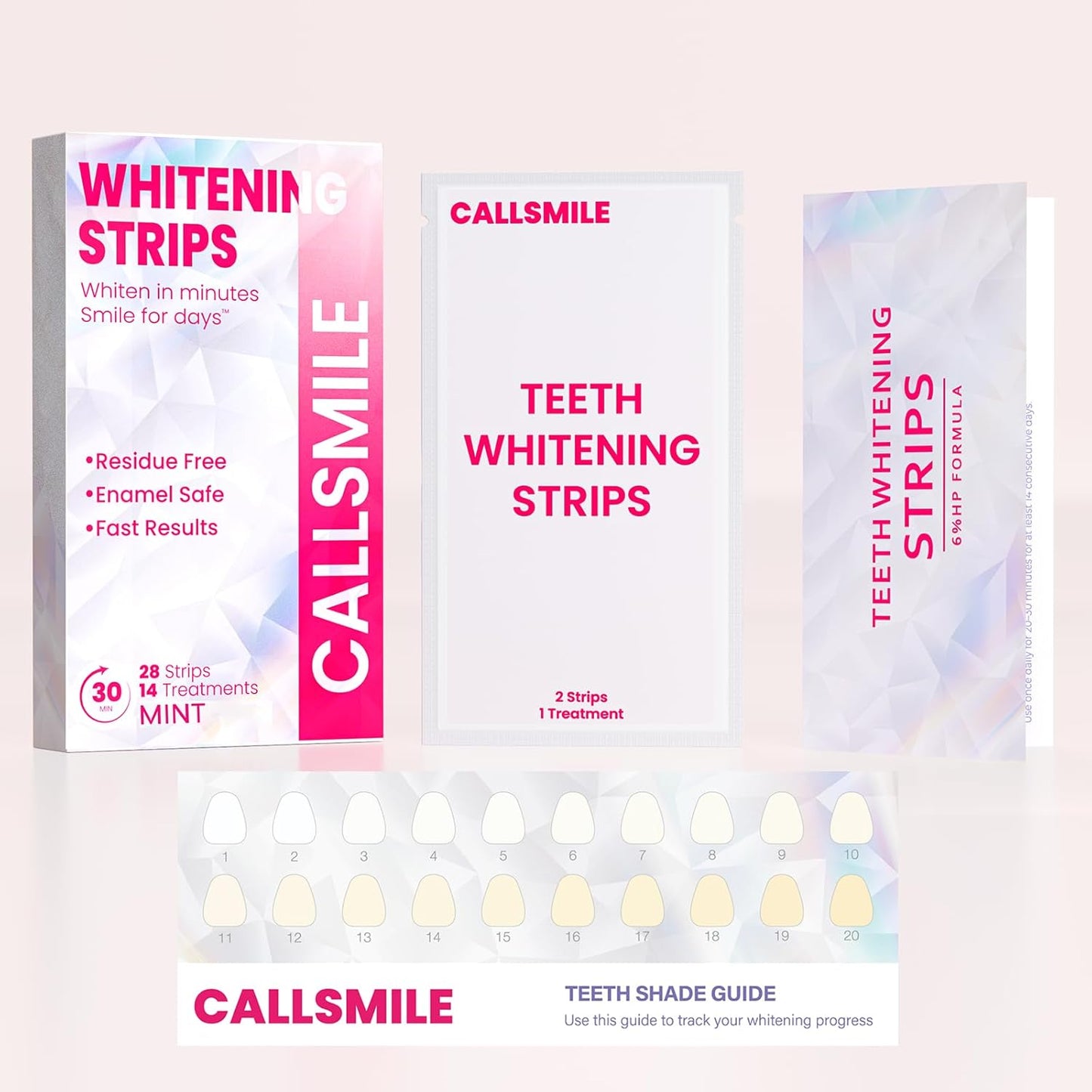 Teeth Whitening Strips - 14 Treatments Enamel Safe, Professional Teeth Whitening with Non-Slip Dry Strip Technology, Deep Stains Removal, No Sensitivity, Mint (28 Strips)