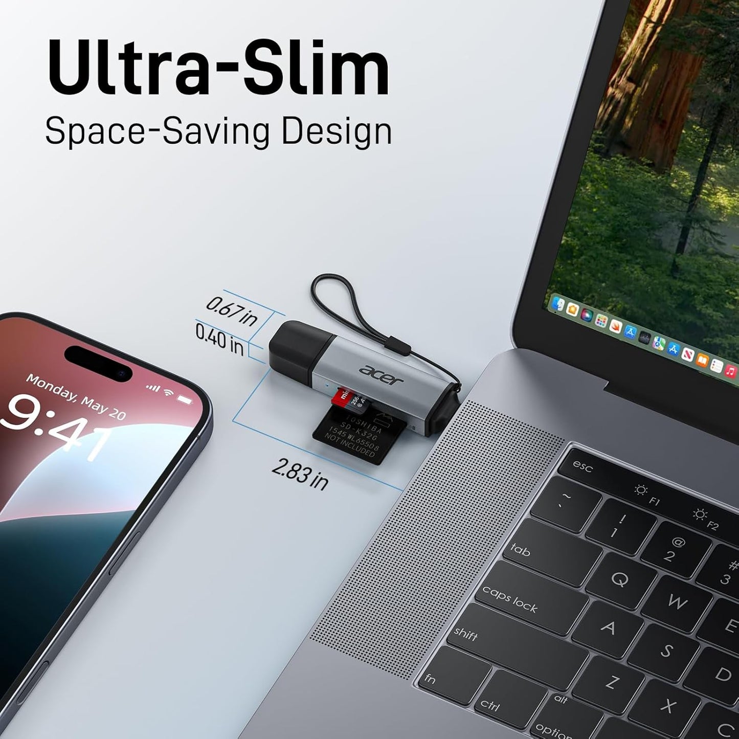SD Card Reader USB C, Dual Slots USB 3.0 Type C to Micro SD Card Adapter, Memory Card Reader for Microsd, SDHC, SDXC, Compatible with Laptop, PC, Iphone16/15, Macbook Pro/Air, Ipad Pro, Android