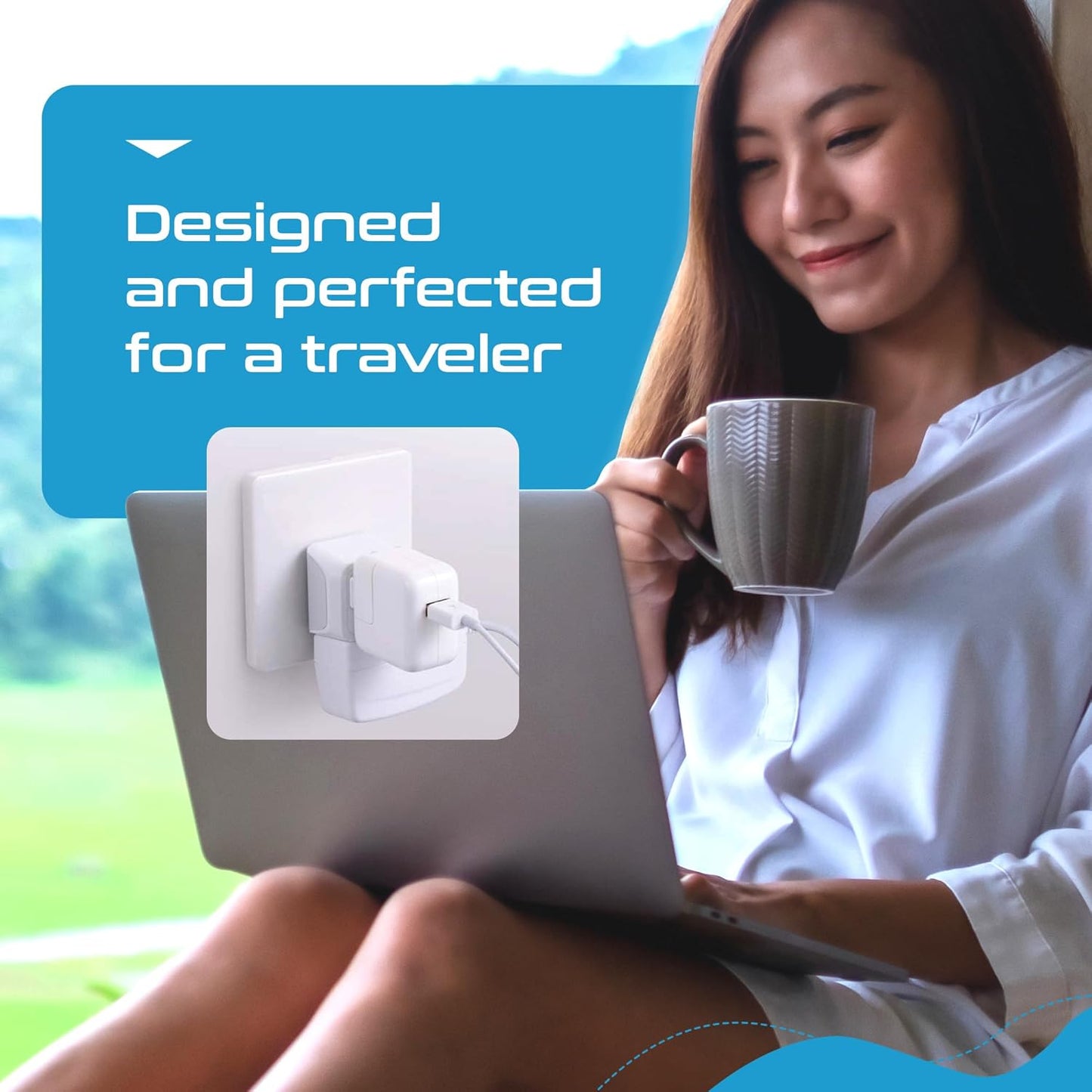 UK Travel Plug Adapter, 2 in 1 Type G Adapter, US to UK Adapter, Ireland, Dubai Travel Adapter with Dual USA Inputs, CE, Rohs - HK Outlet Adapter, 3 Pack