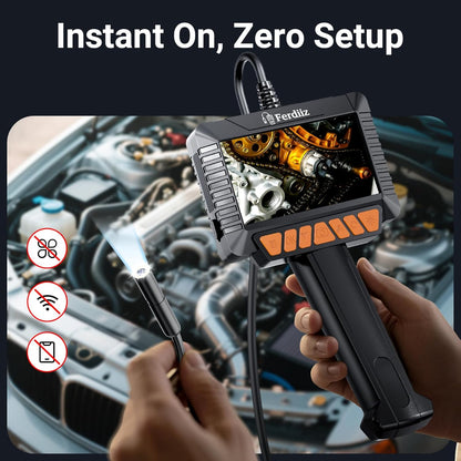 1920P HD Endoscope Camera with Light, 4.3'' Color LCD Screen Borescope, IP67 Waterproof Inspection Camera with 8 Adjustable LED Lights,16.5Ft Semi-Rigid Cable (Black)