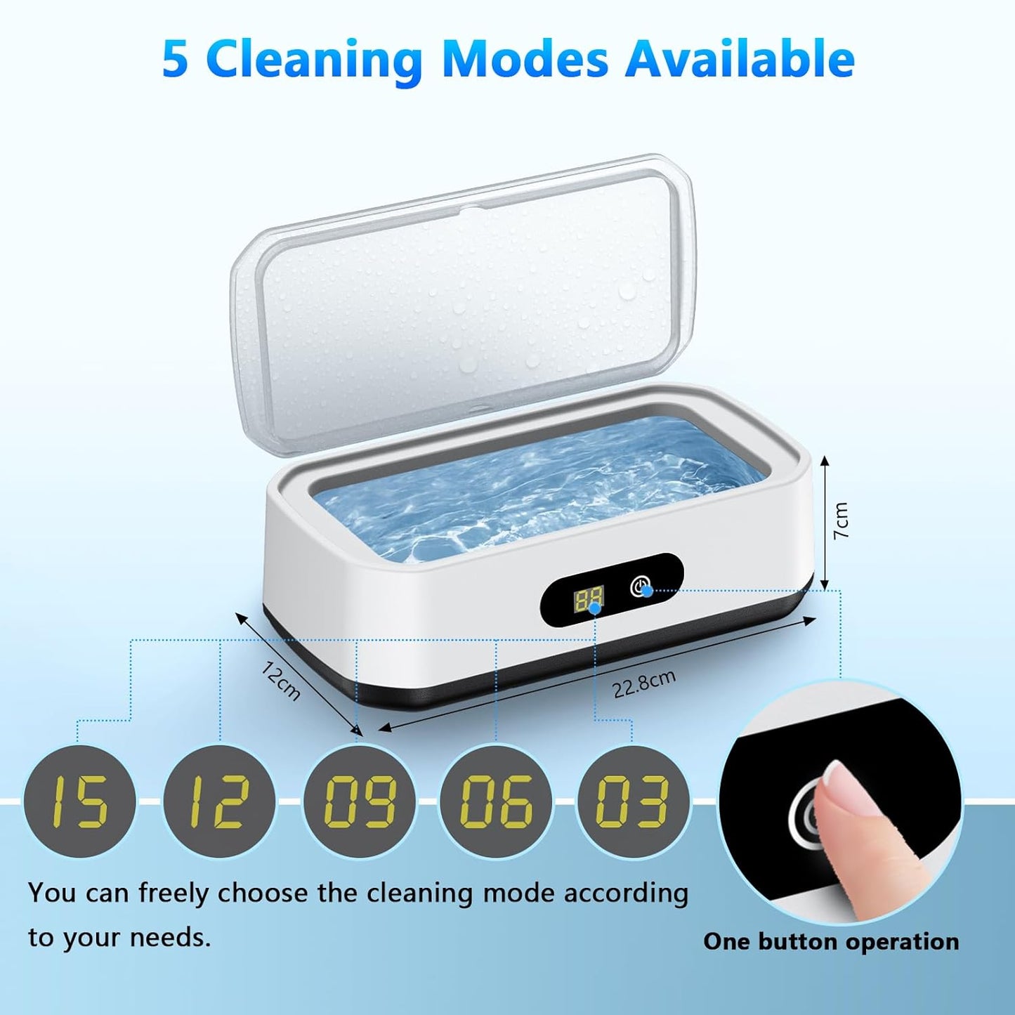 2025 Upgrade Large Capacity Ultrasonic Cleaner, 50Khz Ultrasonic Cleaner Machine with 5 Modes Timer for Glasses Dentures-304 Stainless Steel Tank,White & Black
