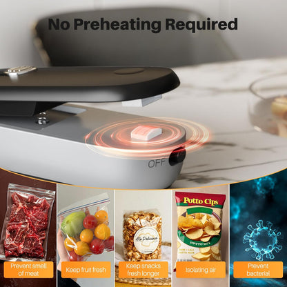 2 in 1 Mini Bag Sealer - Heat Seal & Cutter with Lanyard, Portable Handheld Chip Bag Sealer for Snacks, Candies & Food Storage (Batteries Included)