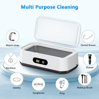 2025 Upgrade Large Capacity Ultrasonic Cleaner, 50Khz Ultrasonic Cleaner Machine with 5 Modes Timer for Glasses Dentures-304 Stainless Steel Tank,White & Black