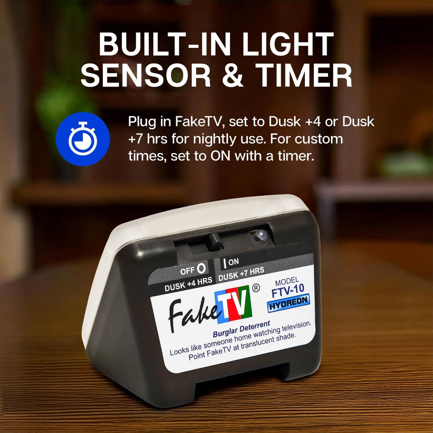 FTV-10 Charcoal Design Burglar Deterrent – Simulated TV Light with Frosted Lens – Energy-Efficient LED Dummy Home Security Technology – Prime Quality House & Valuables Protection Equipment