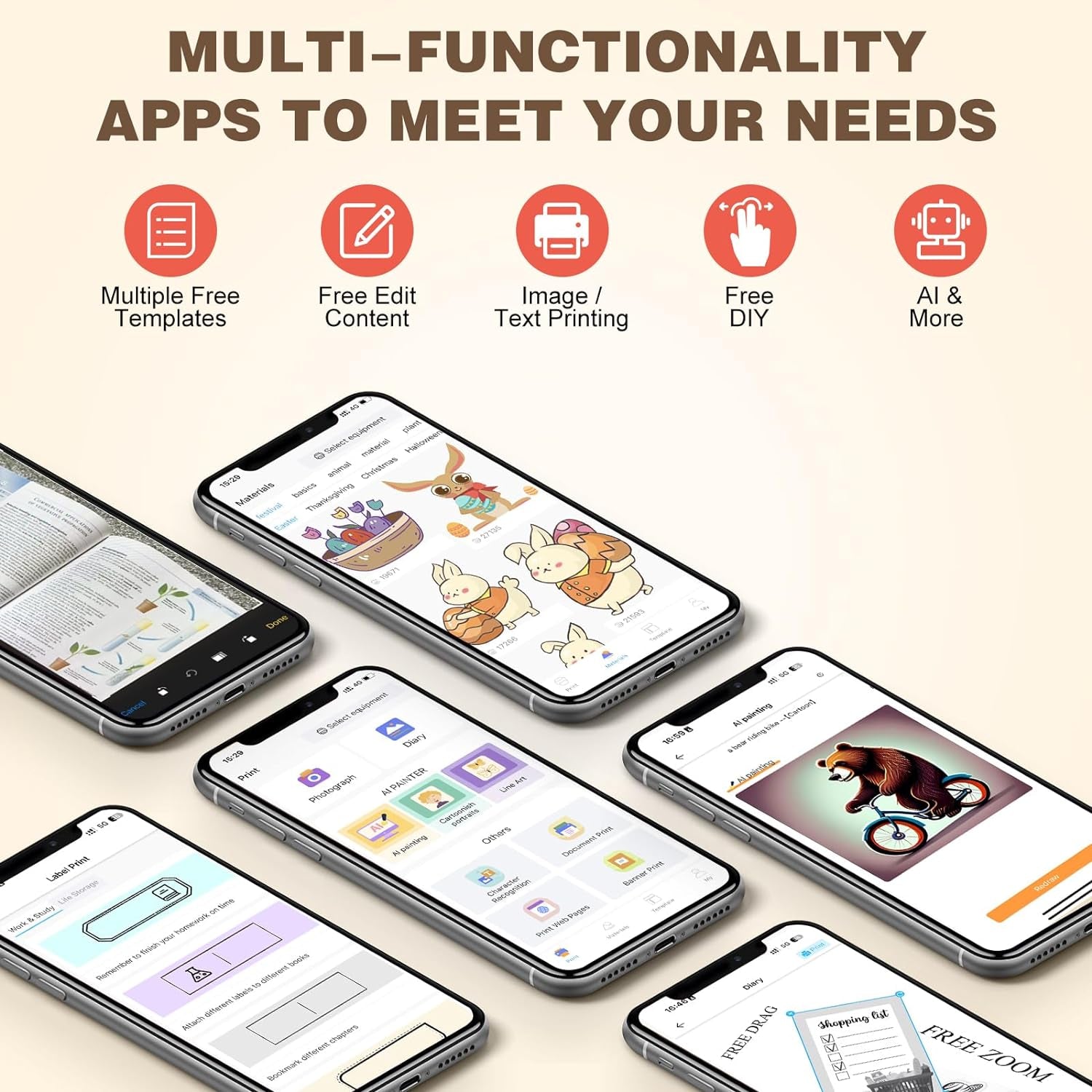 Print Pods Mini Printer, Thermal Inkless Sticker Maker with 10 Rolls Printing Paper, Pocket Printpod for Phone, Impresora Portátil for Notes, DIY, Compatible with Ios & Android (White)