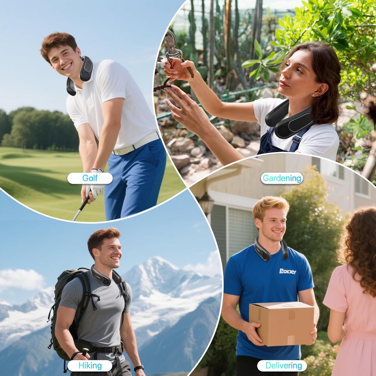 Neck Fan, Hands Free Bladeless Neck Fans Portable Rechargeable, 6000 Mah Battery Operated Wearable Personal Fan, Cooling Neck Fan, 3 Speeds, USB Fan Gifts for Men, Women, Travel, Outdoor