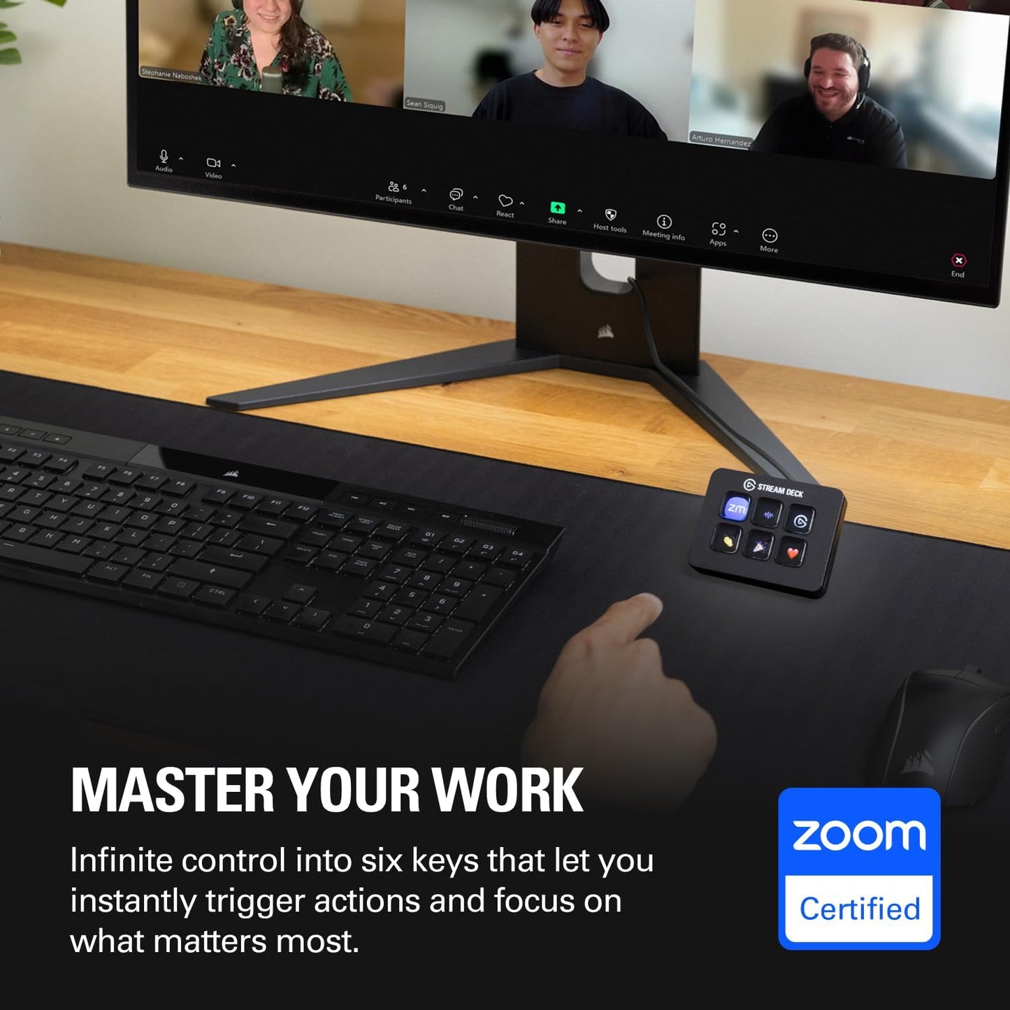 Stream Deck Mini – Control Zoom, Teams, Powerpoint, MS Office and More, Boost Productivity with Seamless Integration for Daily Apps, Set up Shortcuts Easily, Compatible with Mac and PC