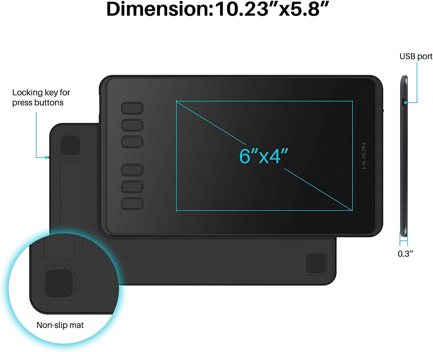 Inspiroy H640P Drawing Tablet, 6X4 Inch Digital Art with Battery-Free Stylus, 8192 Pen Pressure, 6 Hot Keys, Graphics Tablet for Drawing, Writing, Design, Teaching, Work with Mac, PC & Mobile