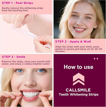 Teeth Whitening Strips - 14 Treatments Enamel Safe, Professional Teeth Whitening with Non-Slip Dry Strip Technology, Deep Stains Removal, No Sensitivity, Mint (28 Strips)