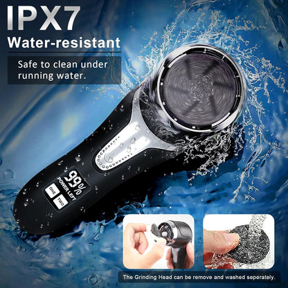 Electric Callus Remover for Feet (With Dander Vacuum), Portable Pedicure Kit Foot File Callus Remover, Rechargeable Waterproof Foot File for Foot Care Deadskin Remover with 9Head&Lcd Display