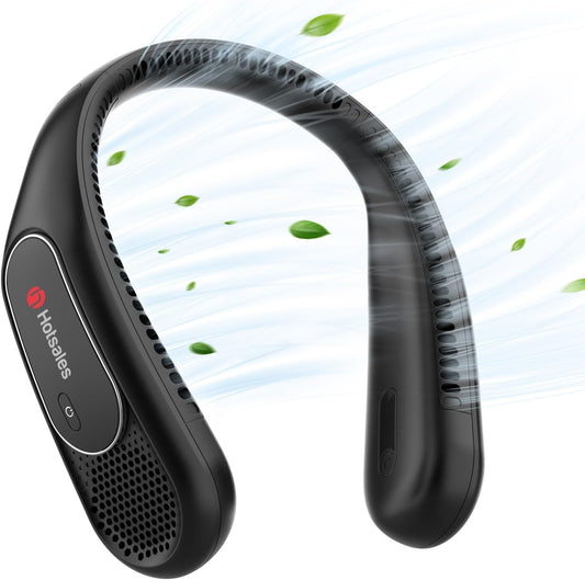 Neck Fan, Hands Free Bladeless Neck Fans Portable Rechargeable, 6000 Mah Battery Operated Wearable Personal Fan, Cooling Neck Fan, 3 Speeds, USB Fan Gifts for Men, Women, Travel, Outdoor