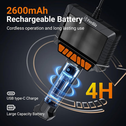 1920P HD Endoscope Camera with Light, 4.3'' Color LCD Screen Borescope, IP67 Waterproof Inspection Camera with 8 Adjustable LED Lights,16.5Ft Semi-Rigid Cable (Black)