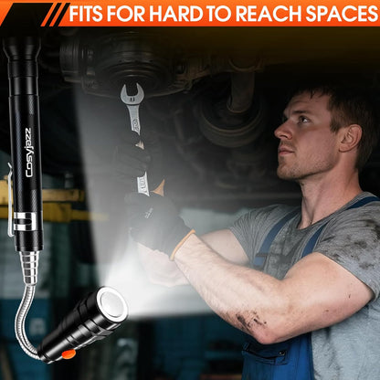 Magnetic Pickup Tool,  Magnetic Flashlight Telescoping Magnet with LED Flashlight and Extendable Neck, Cool Gadget Birthday Gifts for Men, Dad, Husband, Mechanic, Tech, Handyman