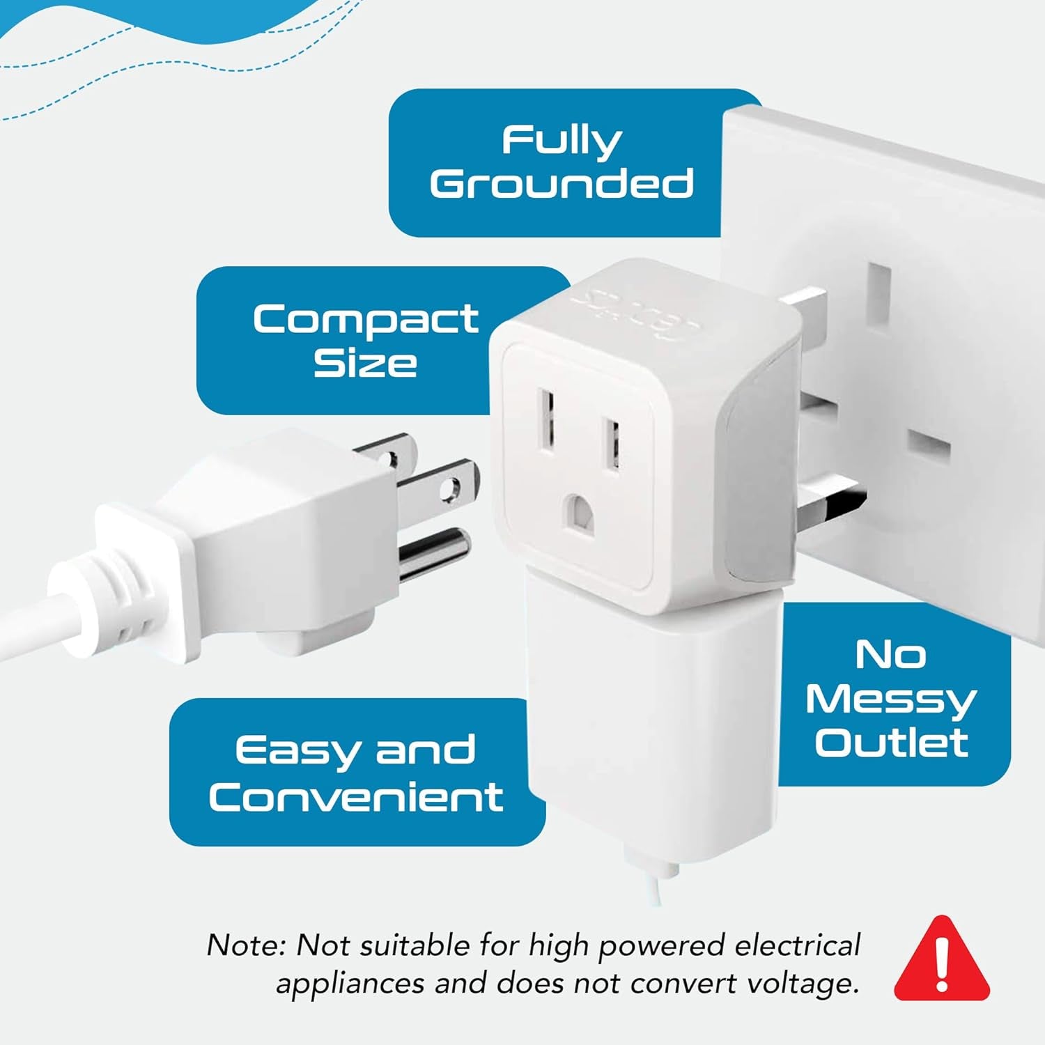 UK Travel Plug Adapter, 2 in 1 Type G Adapter, US to UK Adapter, Ireland, Dubai Travel Adapter with Dual USA Inputs, CE, Rohs - HK Outlet Adapter, 3 Pack
