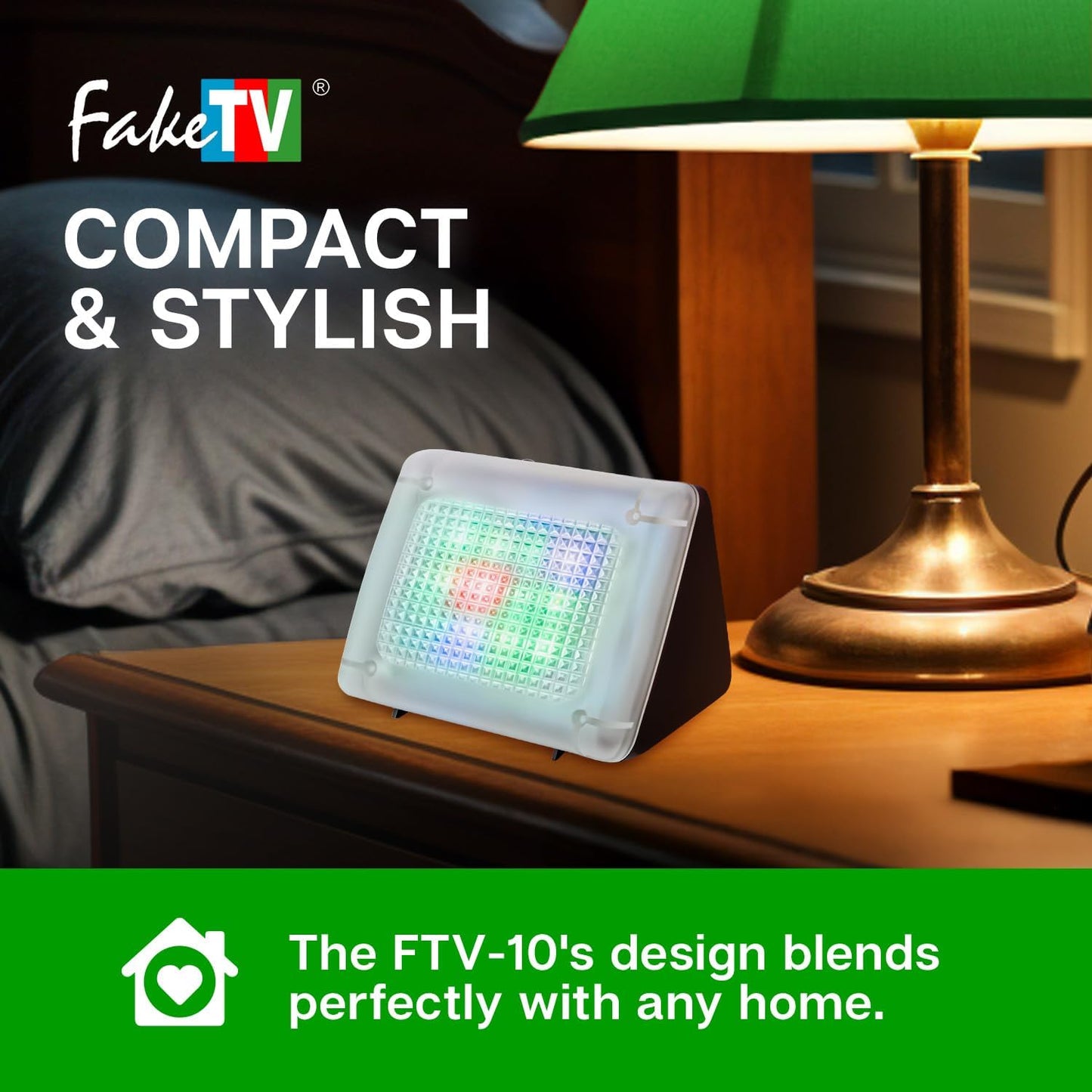 FTV-10 Charcoal Design Burglar Deterrent – Simulated TV Light with Frosted Lens – Energy-Efficient LED Dummy Home Security Technology – Prime Quality House & Valuables Protection Equipment