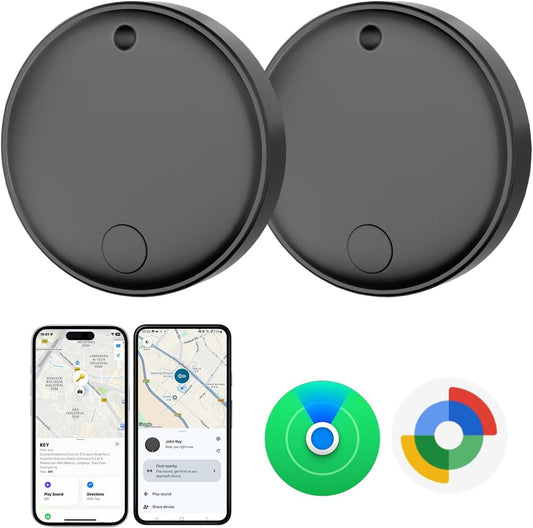 Tracker Tags for Android & Ios, Key Finder Tracking Device Smart Tracker Tag for Luggage, Wallet, Bike, Bags - Both Works with Apple Find My & Google'S Find Hub - 2 Pack