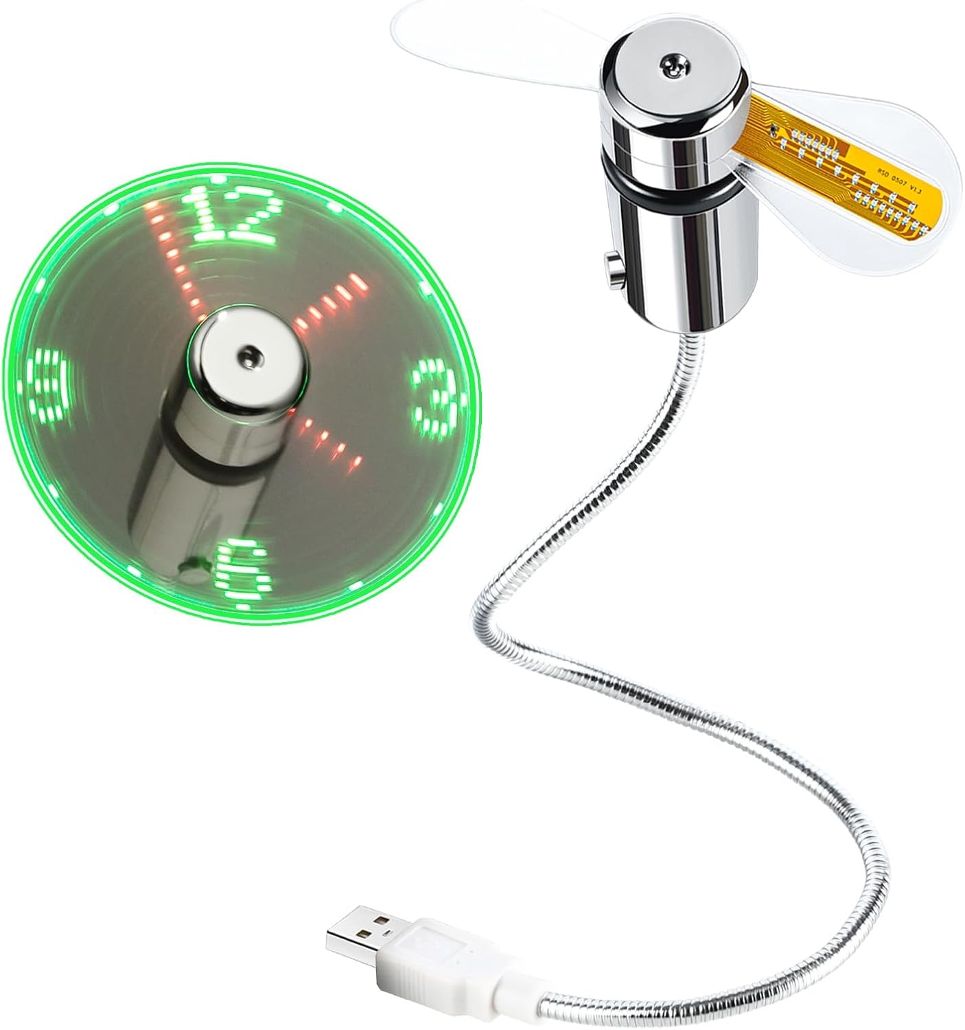 LED USB Clock Fan with Real Time Display Function,Stocking Stuffers for Men Christmas Gadgets,Father'S Day Gifts,1 Year Warranty