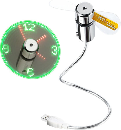 LED USB Clock Fan with Real Time Display Function,Stocking Stuffers for Men Christmas Gadgets,Father'S Day Gifts,1 Year Warranty