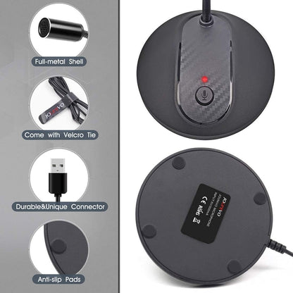 USB Microphone, 360 Degree Adjustable Gooseneck Design, Mute Button & LED Indicator, Noise-Canceling Technology, Plug & Play, Compatible with Windows & Macos