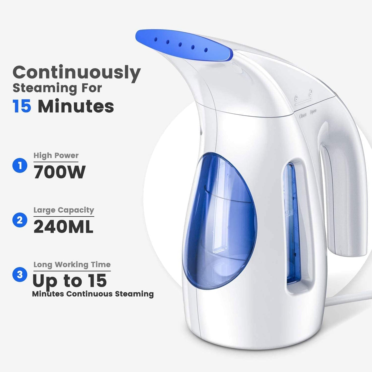 Steamer for Clothes, Portable Handheld Design, 240Ml Big Capacity, 700W, Strong Penetrating Steam, Removes Wrinkle, for Home, Office(Only for 120V)