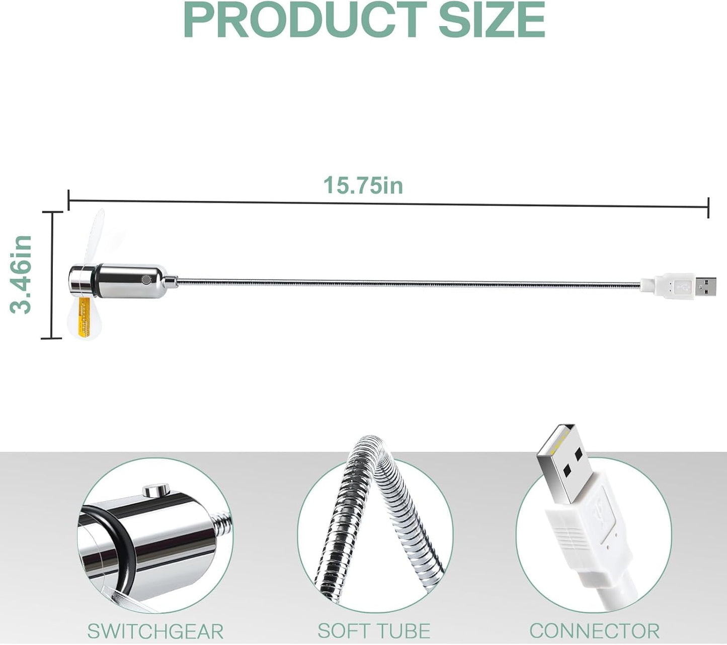 LED USB Clock Fan with Real Time Display Function,Stocking Stuffers for Men Christmas Gadgets,Father'S Day Gifts,1 Year Warranty