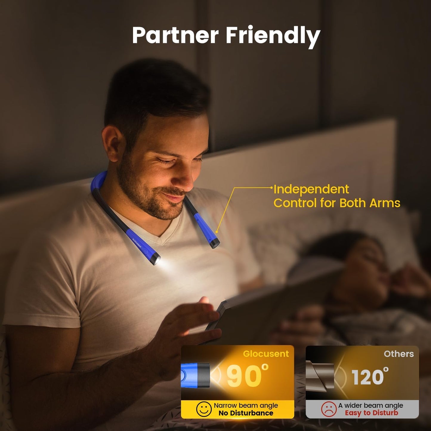 Book Light, 3-Color & 6-Brightness Reading Light, Bendable Neck Light, 80-Hr Lasting Rechargeable Lamp, Perfect Book Light for Reading in Bed, Knitting, Camping, Repairing, Book Lovers Gifts