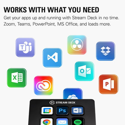 Stream Deck Mini – Control Zoom, Teams, Powerpoint, MS Office and More, Boost Productivity with Seamless Integration for Daily Apps, Set up Shortcuts Easily, Compatible with Mac and PC