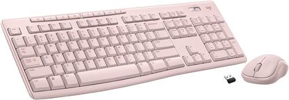 MK270 Wireless Keyboard and Mouse Combo for Windows, 2.4 Ghz, 8 Multimedia Keys, PC, Laptop, Wireless Keyboard Compact Mouse Combo - Rose