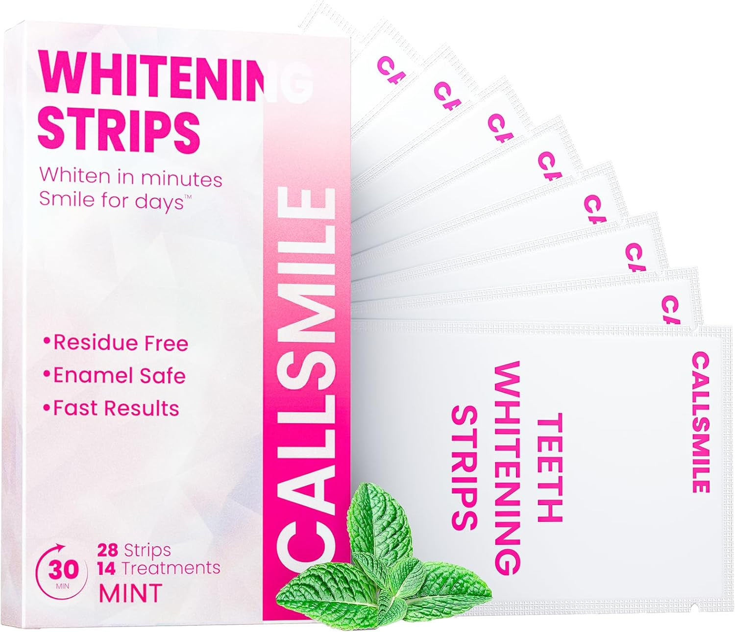 Teeth Whitening Strips - 14 Treatments Enamel Safe, Professional Teeth Whitening with Non-Slip Dry Strip Technology, Deep Stains Removal, No Sensitivity, Mint (28 Strips)