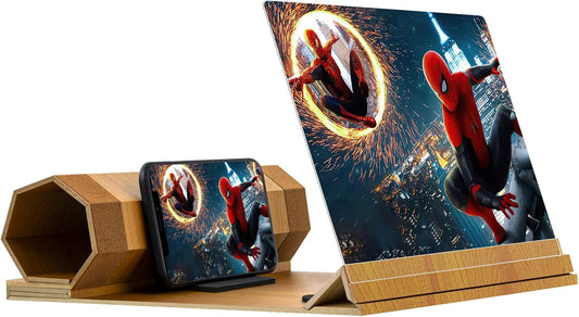 14‘’ Screen Magnifier for Smartphone, Mobile Phone 3D Magnifier Screen Expanders for Movies and Gaming Foldable Phone Stand with Screen Amplifier B1 Beige