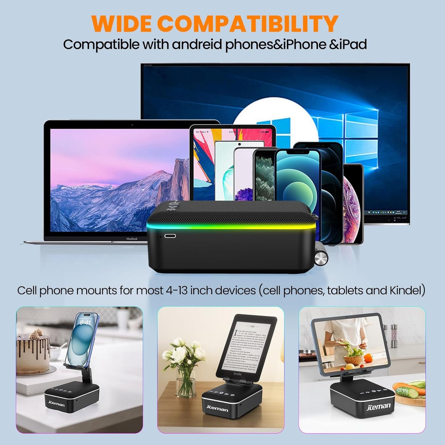 Gifts for Men Women,Cell Phone Stand with Bluetooth Speaker,Led Light,And Lanyard,Cool Tech Gadgets,Unique Birthday Gifts for Men Husband Mom Dad