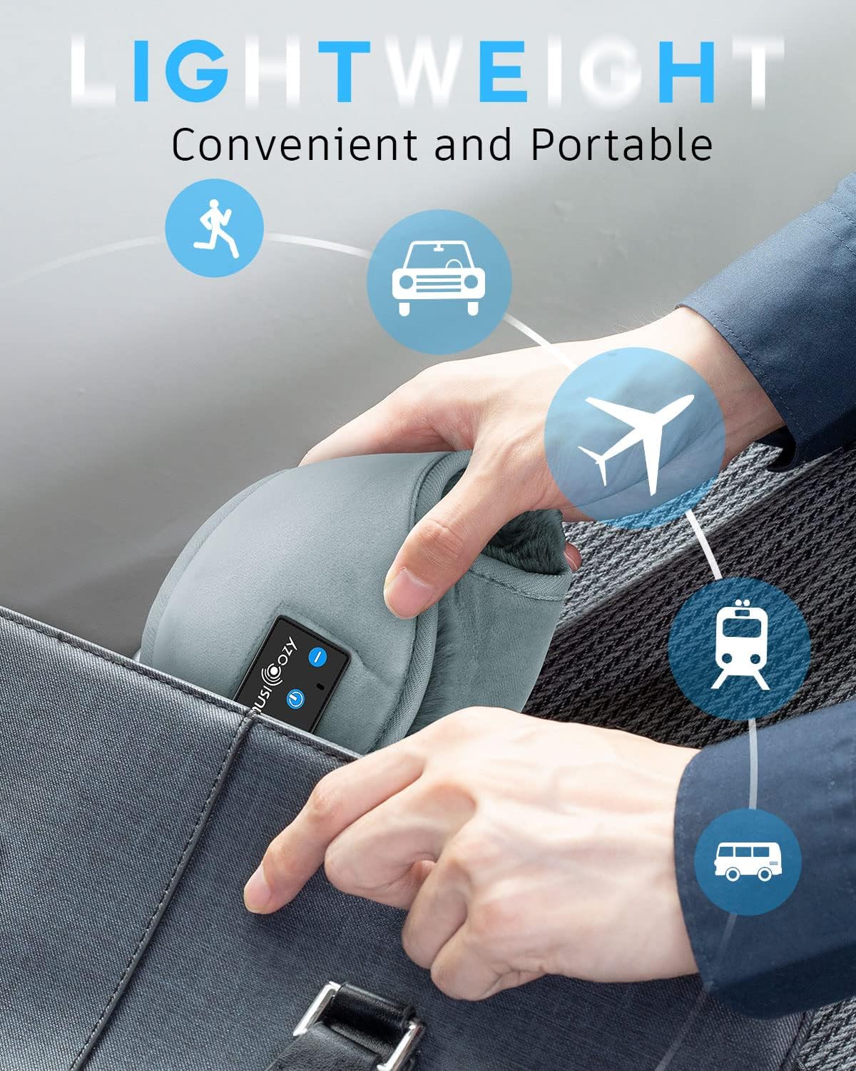 Bluetooth Headphones Earmuffs Ear Warmers Wireless Headphones Earmuffs, Built-In HD Speakers and Microphone with Carry Bag for Biking Running Cool Tech Gadgets Gifts for Winter(Grey)