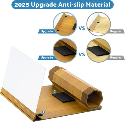 14‘’ Screen Magnifier for Smartphone, Mobile Phone 3D Magnifier Screen Expanders for Movies and Gaming Foldable Phone Stand with Screen Amplifier B1 Beige