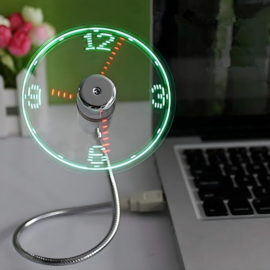 LED USB Clock Fan with Real Time Display Function,Stocking Stuffers for Men Christmas Gadgets,Father'S Day Gifts,1 Year Warranty
