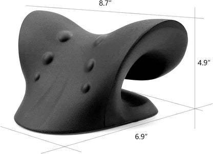 Neck and Shoulder Relaxer, Cervical Traction Device for TMJ Pain Relief and Cervical Spine Alignment, Chiropractic Pillow, Neck Stretcher (Black)