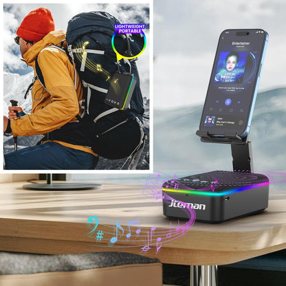 Gifts for Men Women,Cell Phone Stand with Bluetooth Speaker,Led Light,And Lanyard,Cool Tech Gadgets,Unique Birthday Gifts for Men Husband Mom Dad
