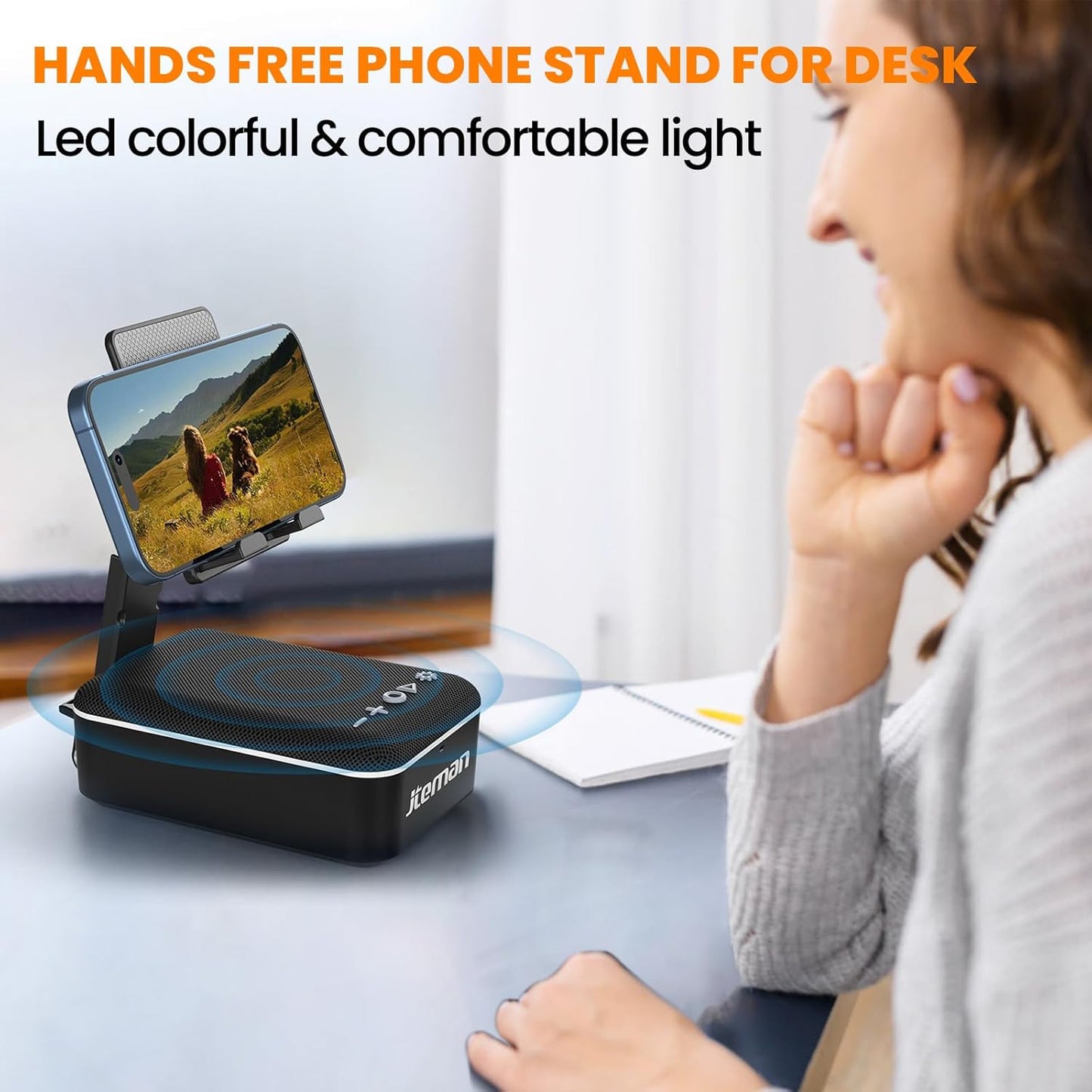 Gifts for Men Women,Cell Phone Stand with Bluetooth Speaker,Led Light,And Lanyard,Cool Tech Gadgets,Unique Birthday Gifts for Men Husband Mom Dad