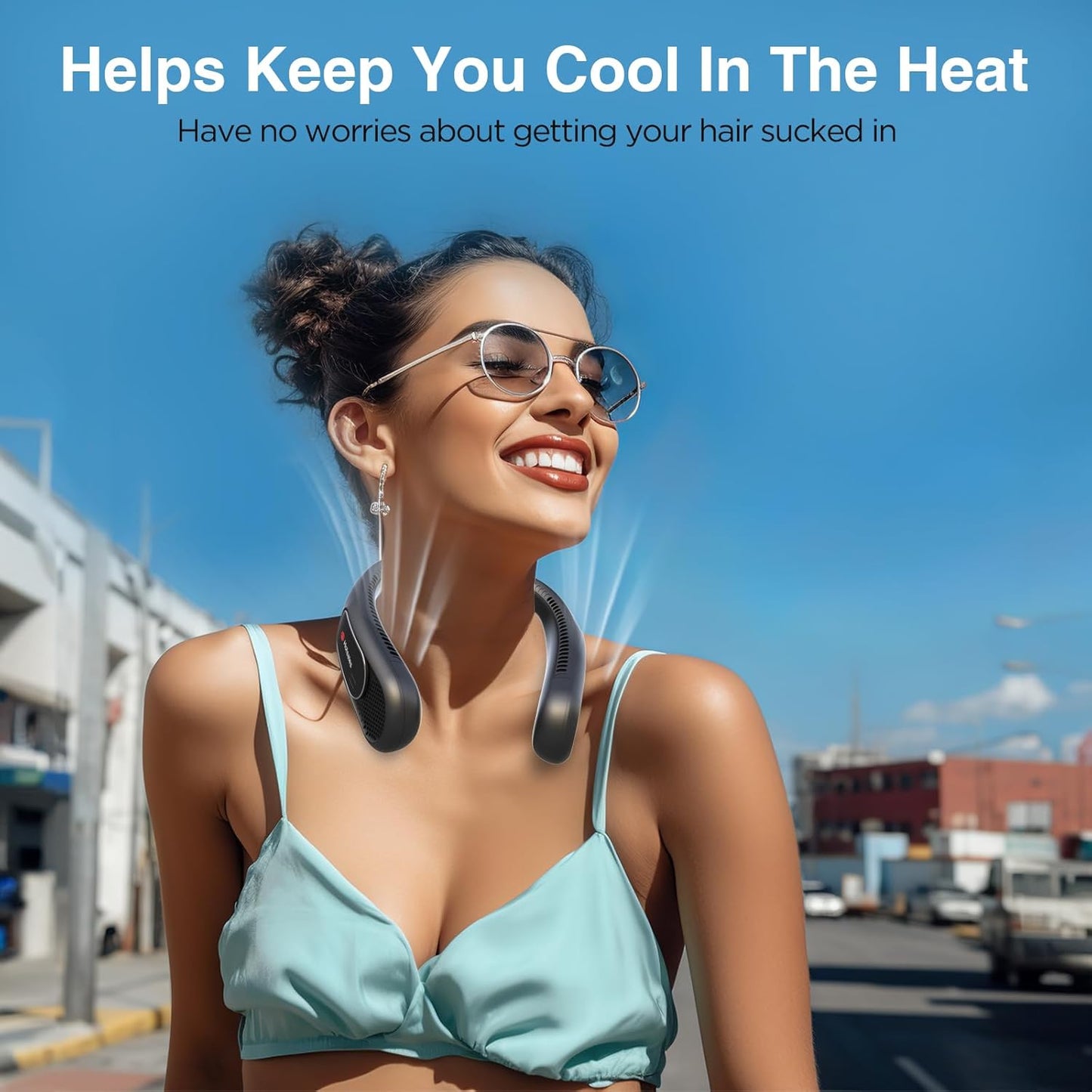 Neck Fan, Hands Free Bladeless Neck Fans Portable Rechargeable, 6000 Mah Battery Operated Wearable Personal Fan, Cooling Neck Fan, 3 Speeds, USB Fan Gifts for Men, Women, Travel, Outdoor