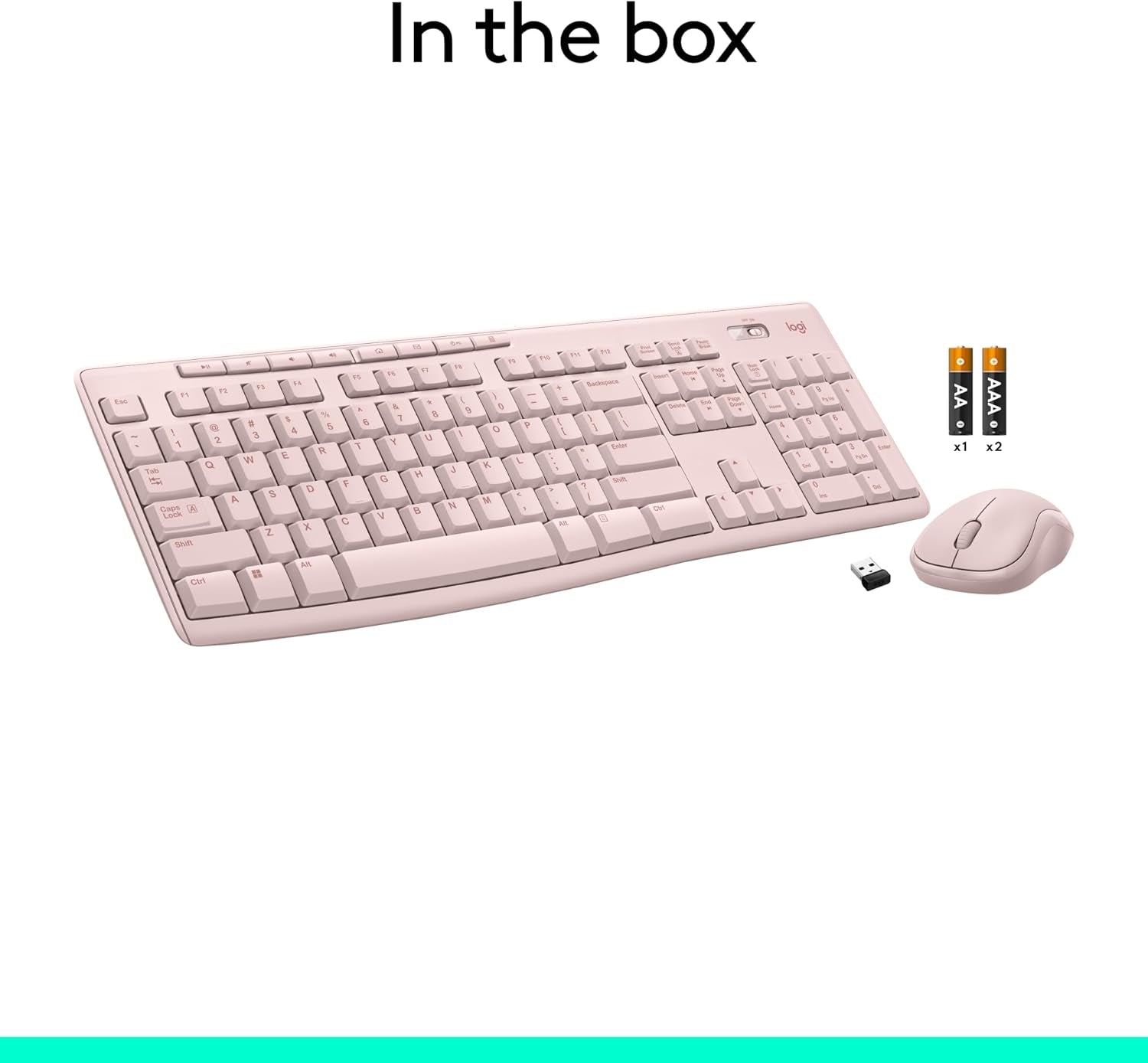 MK270 Wireless Keyboard and Mouse Combo for Windows, 2.4 Ghz, 8 Multimedia Keys, PC, Laptop, Wireless Keyboard Compact Mouse Combo - Rose
