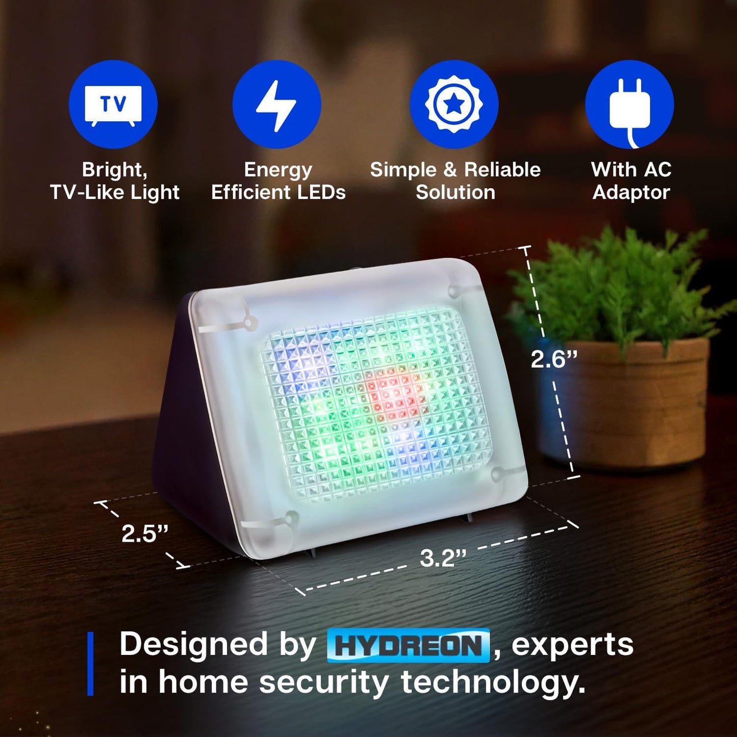 FTV-10 Charcoal Design Burglar Deterrent – Simulated TV Light with Frosted Lens – Energy-Efficient LED Dummy Home Security Technology – Prime Quality House & Valuables Protection Equipment