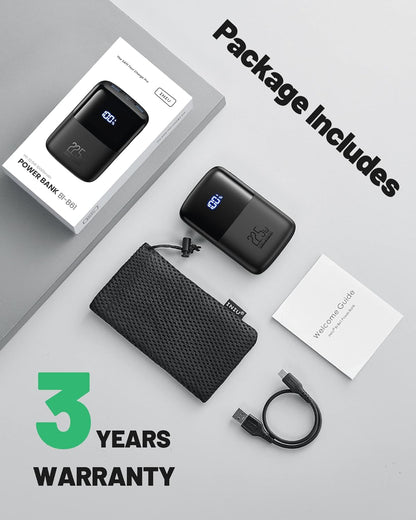 Portable Charger, Smallest 22.5W 10000Mah Power Bank, USB C In/Output Fast Charging 3-Output Mini Battery Pack Charger with Phone Holder for Iphone 17 16 15 14 Air Samsung S23 Google Ipad Tablet