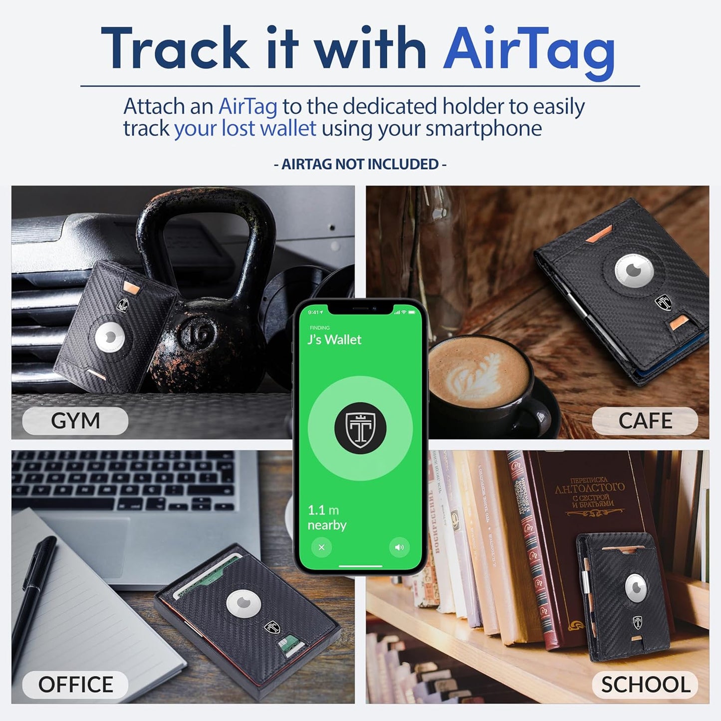 Airtag* Wallet Mens Wallet with Money Clip Air Tag Wallet Card Holder RFID Blocking Bifold Gifts for Men