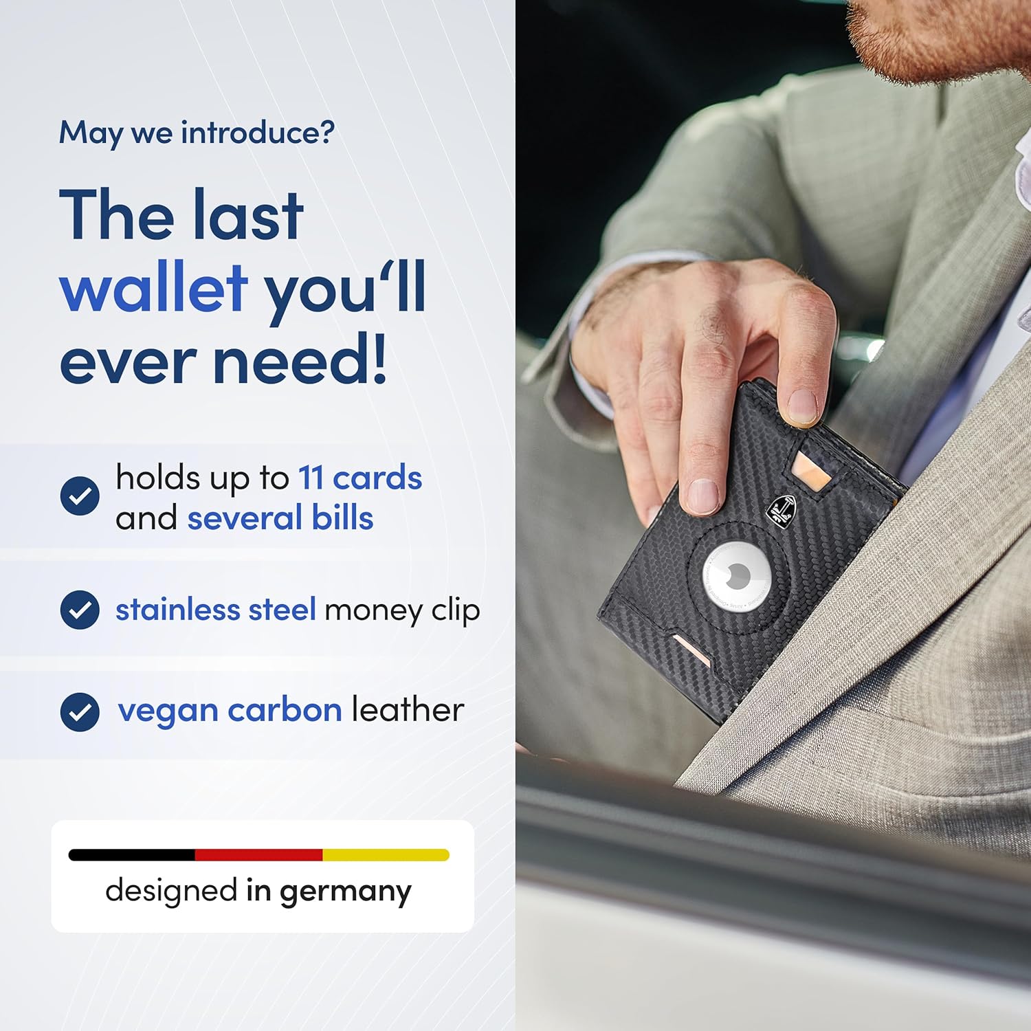 Airtag* Wallet Mens Wallet with Money Clip Air Tag Wallet Card Holder RFID Blocking Bifold Gifts for Men