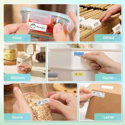 Label Maker Machine with Tape, P21 Bluetooth Label Printer, Wireless Mini Label Makers with Multiple Templates for School Office Home, White