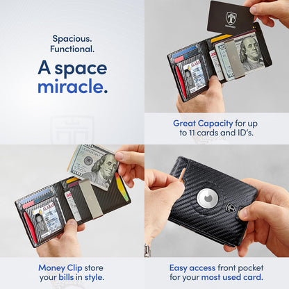 Airtag* Wallet Mens Wallet with Money Clip Air Tag Wallet Card Holder RFID Blocking Bifold Gifts for Men