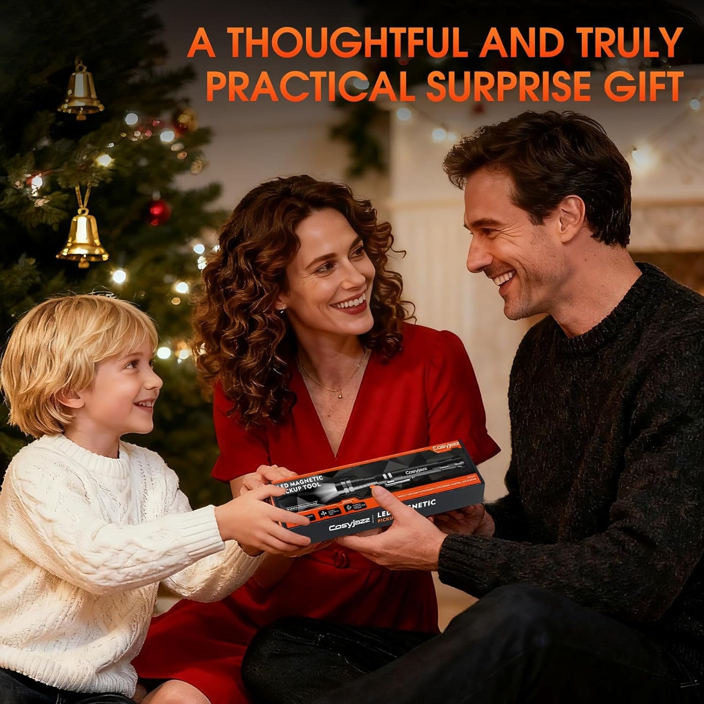 Magnetic Pickup Tool,  Magnetic Flashlight Telescoping Magnet with LED Flashlight and Extendable Neck, Cool Gadget Birthday Gifts for Men, Dad, Husband, Mechanic, Tech, Handyman