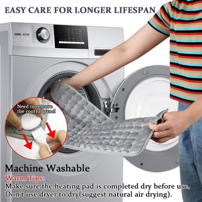 Heating Pad,Electric Heating Pads for Back,Neck,Abdomen,Moist Heating Pad for Shoulder,Knee,Arms,Legs,Dry/Moist Heat & Auto Shut Off,Birthday Gifts for Men and Women(Light Gray, 24''×12'')