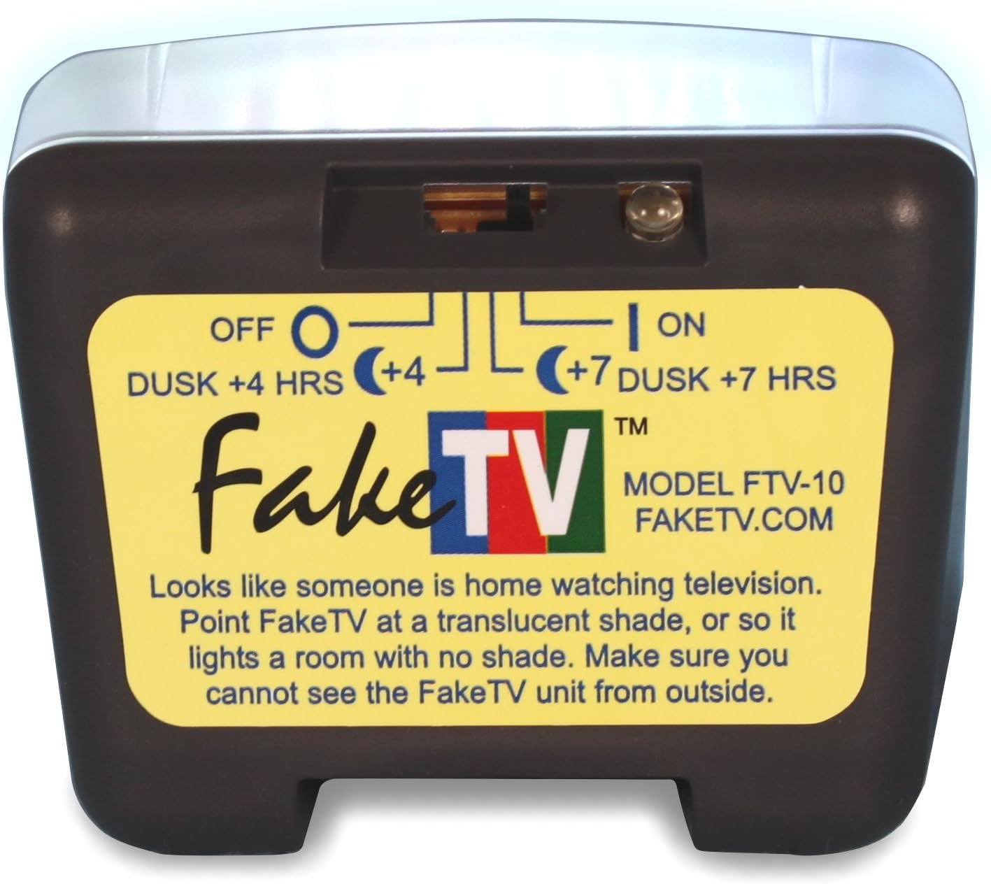 FTV-10 Charcoal Design Burglar Deterrent – Simulated TV Light with Frosted Lens – Energy-Efficient LED Dummy Home Security Technology – Prime Quality House & Valuables Protection Equipment