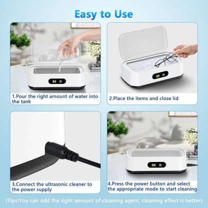 2025 Upgrade Large Capacity Ultrasonic Cleaner, 50Khz Ultrasonic Cleaner Machine with 5 Modes Timer for Glasses Dentures-304 Stainless Steel Tank,White & Black