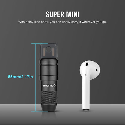 IMINI 2 EDC Rechargeable Keychain Flashlight, 50 Lumens Compact and Portable Mini LED Keyring Lights with Built-In Battery Ideal for Everyday Carry and Emergencies (Black)